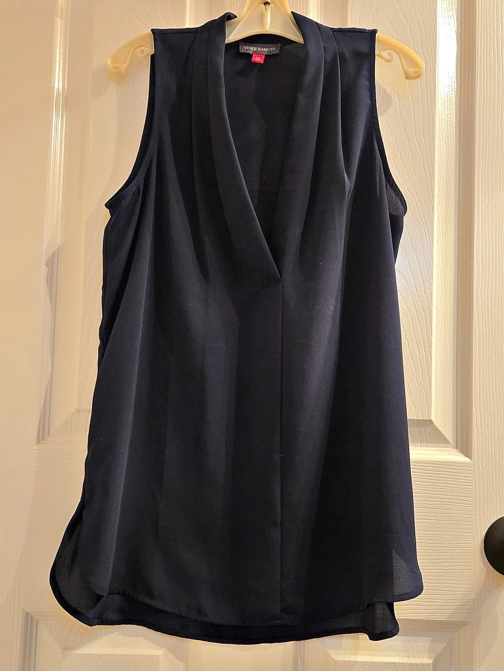 Vince Camuto Sleeveless Draped Cowl Neck Blouse Black XS